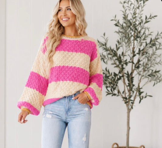 Pink + Creme sweater